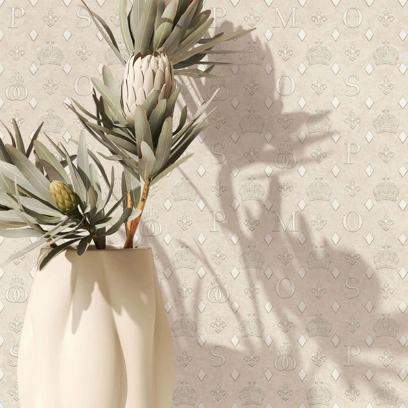 Ikke-vævet tapet kroner, romber grafisk designer mat i beige