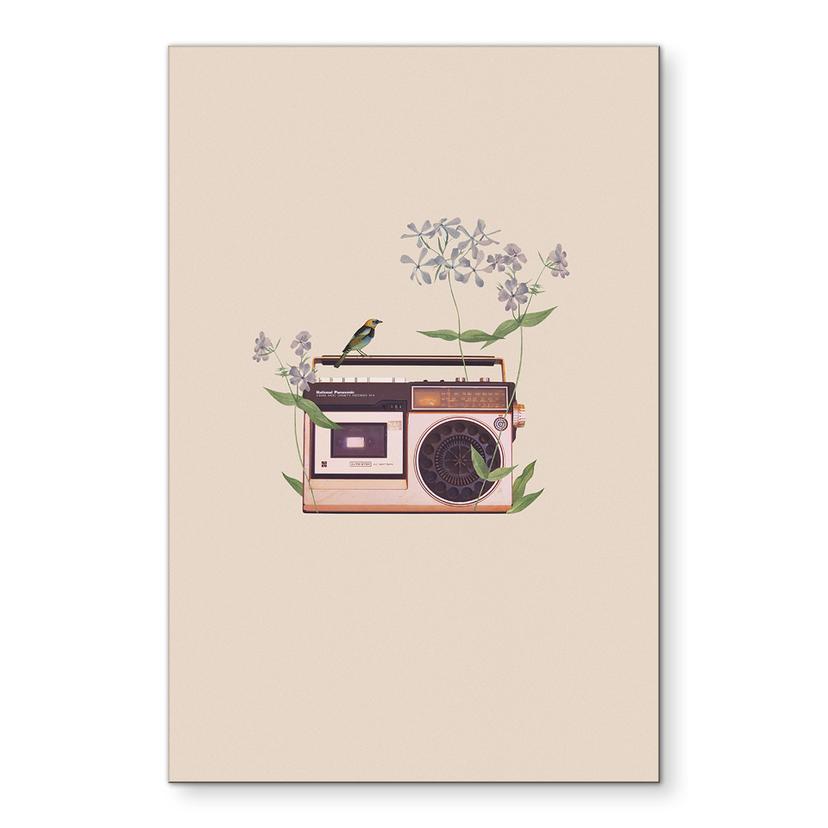 Wandbild Retro Radio floral - Frida Floral Studio - Alu-Dibond