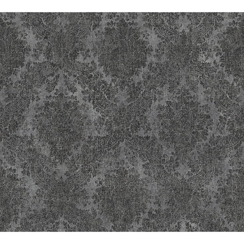 A.S. Création baroque tapet i sort og grå non-woven tapet i barokstil