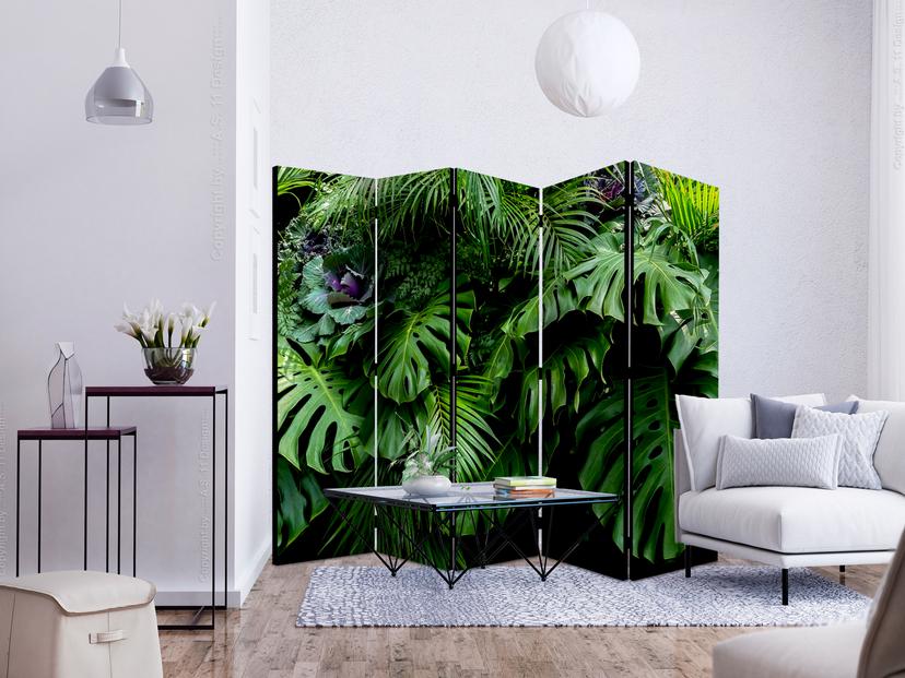 Schermo divisorio - Foresta pluviale, 5 pezzi - 225x172 cm