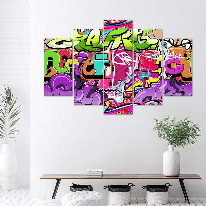 Stampa su tela 5 pezzi Astrazione dei graffiti