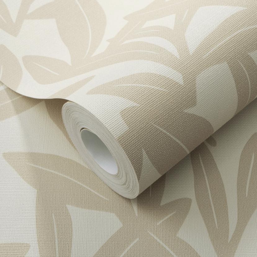 Ikke-vævet tapet, blomstermotiv tapet La Terrasse taupe, creme