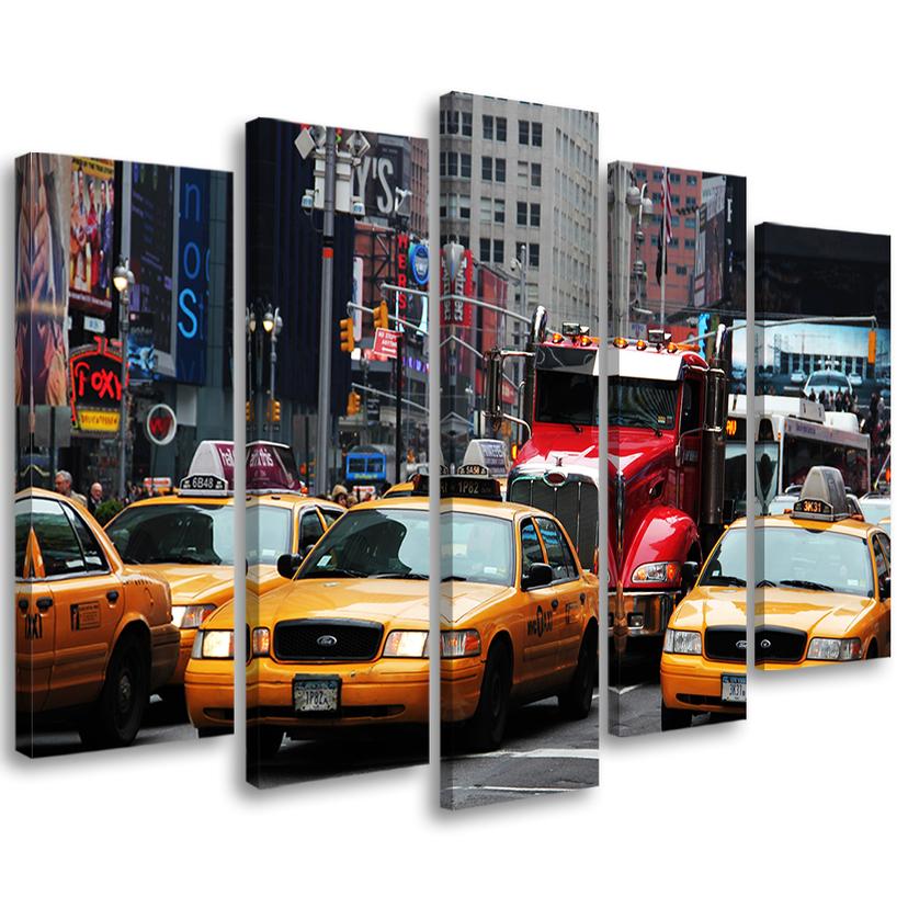 Impression sur toile en 5 parties, Taxi Times Square New York