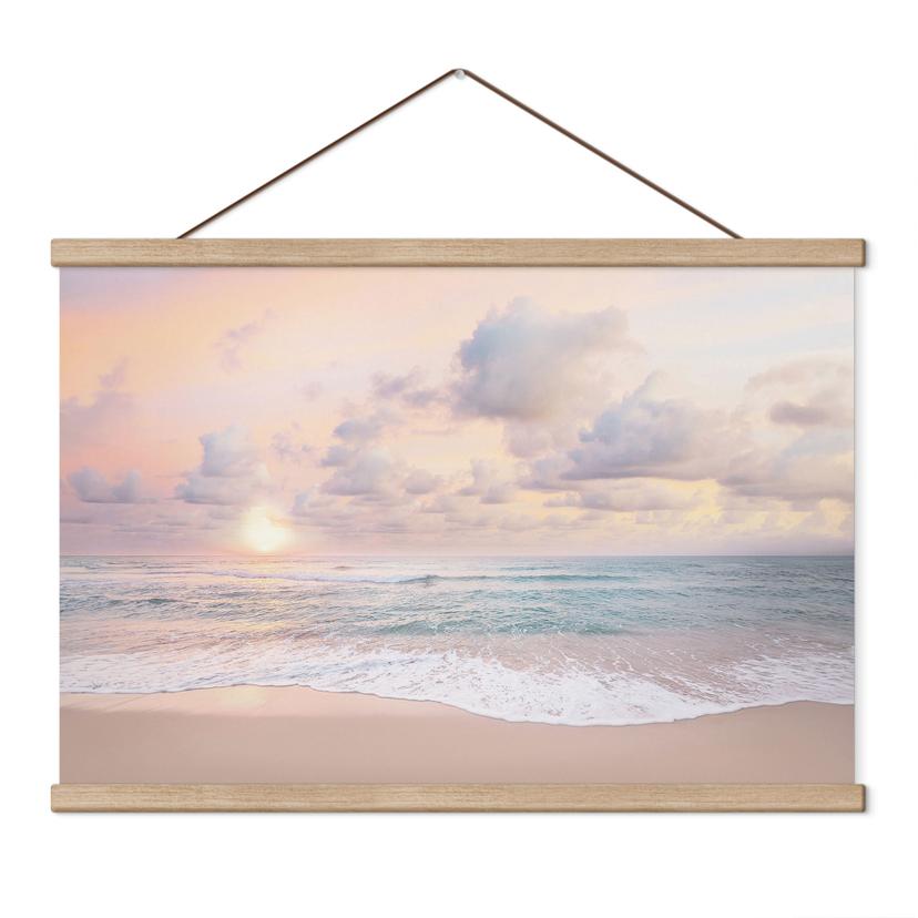 Textielposter Zonsondergang boven strand en zee - Sisi & Seb