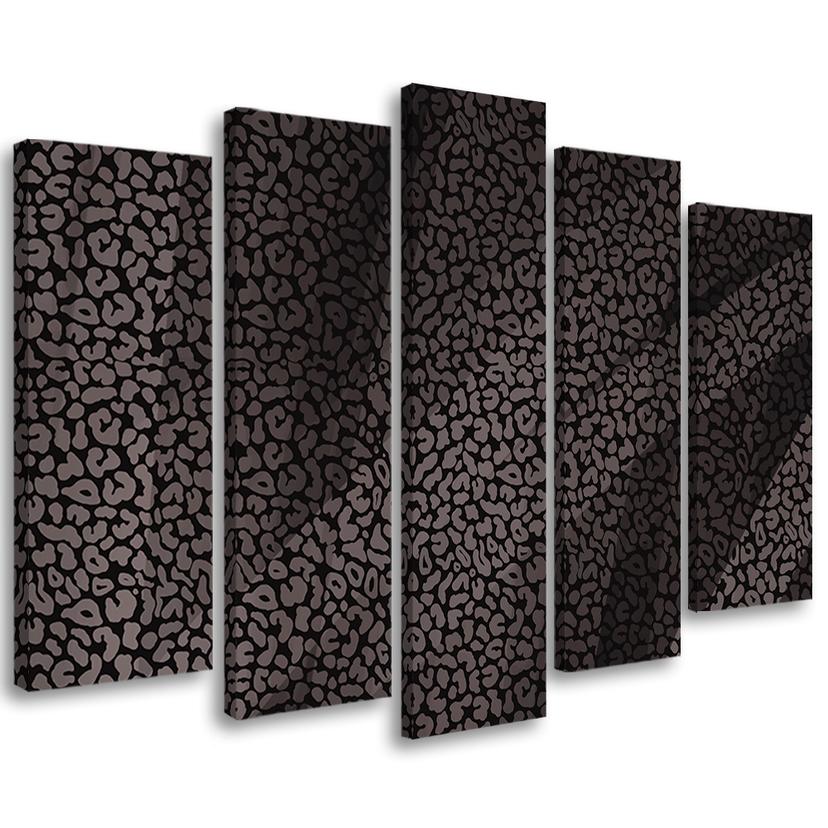 5 stykke lærredsprint, Leopard Leopard Pels Patches Mønster