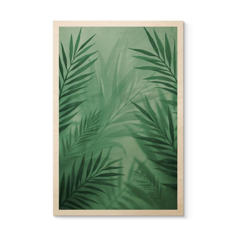 Tableau sur bois Feuilles de palmier vertes