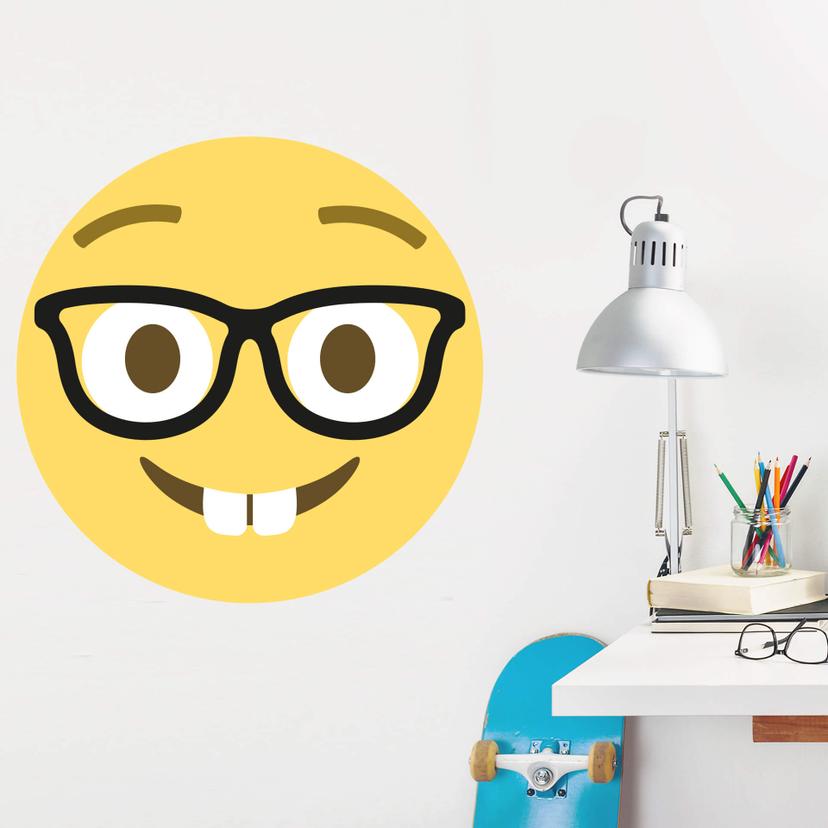 Muursticker Emoji Nerd Face