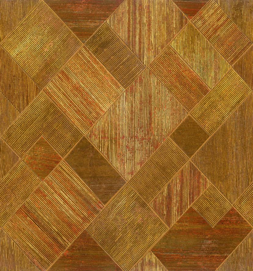 Fototapet med motiv Geometrisk Mønster i guldlook 3,4 x 3,18 m