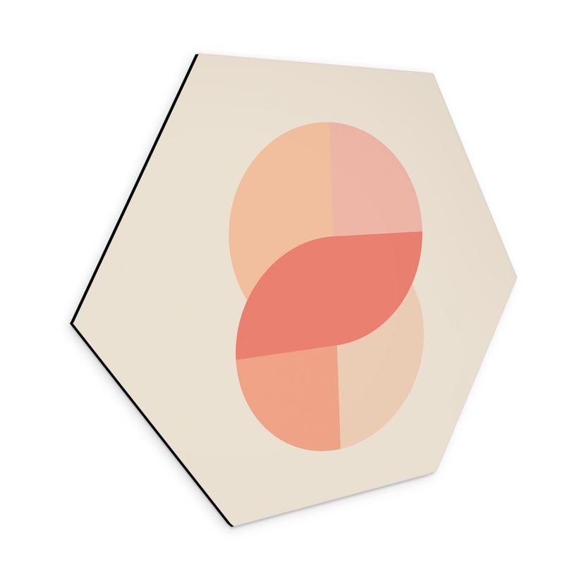 Hexagon Dibond Geometriske former i orange-lyserød - 1X Studio