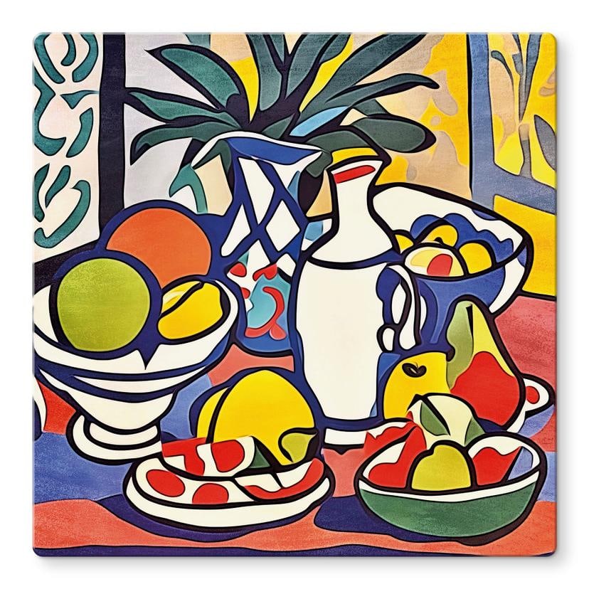 Glasbillede - Mælk og frugt - Inspireret af Matisse - Zamart
