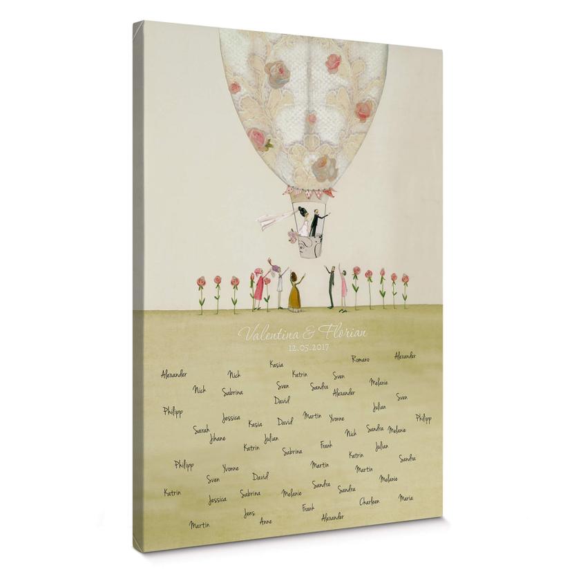 Cuadro lienzo Leffler - Globo de boda + texto personalizado