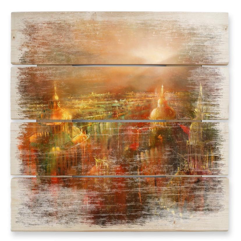 Cuadro de madera Schmucker - La ciudad despierta - 40x41,5 cm