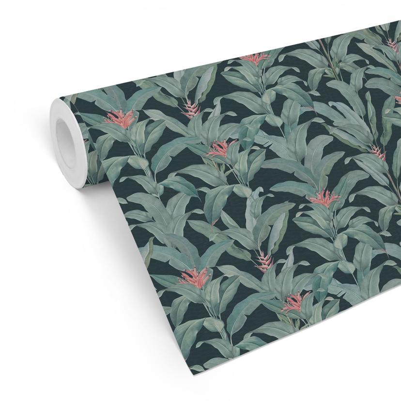 Tapet med mønster fra junglen - urban jungle tropical leaves green - Bloomery Decor