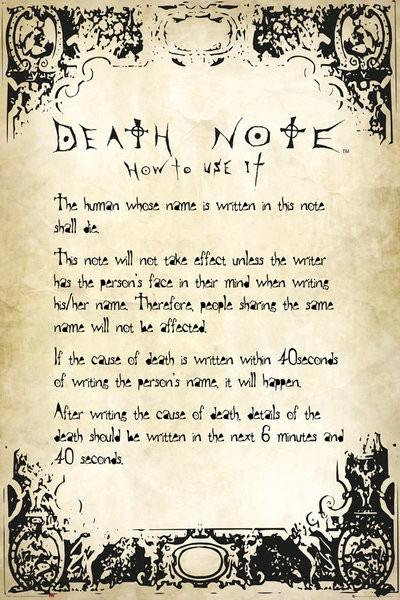 Poster, film poster Death Note - Rules 61x91,5 cm