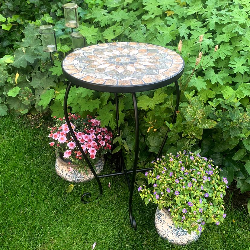 Plantentafeltje Rond Mozaiek Steentjes