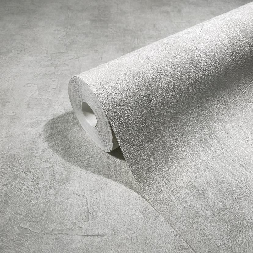 Non-woven tapet i betonlook, ensfarvet grå Tekstur