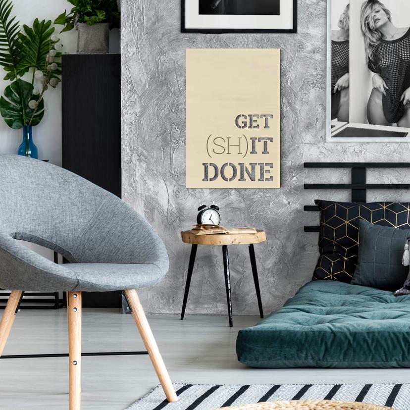 Decoración en madera de álamo - Get shit done