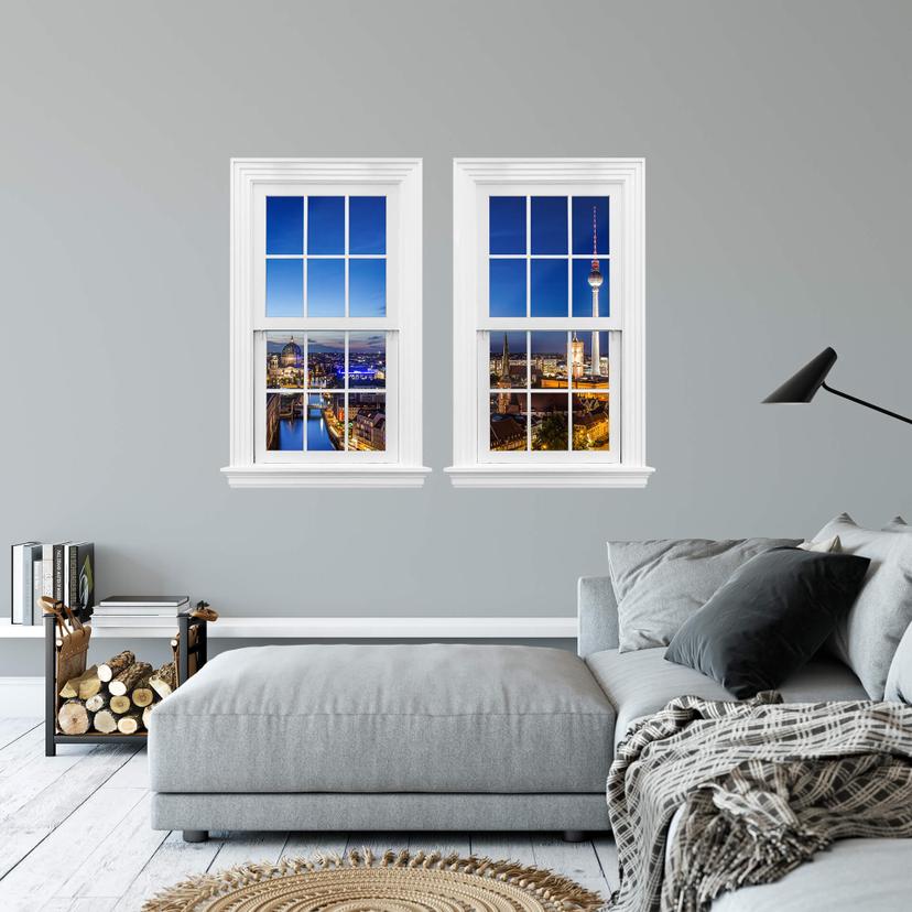 3D Wallsticker med dobbeltvindue - Berlin Panorama