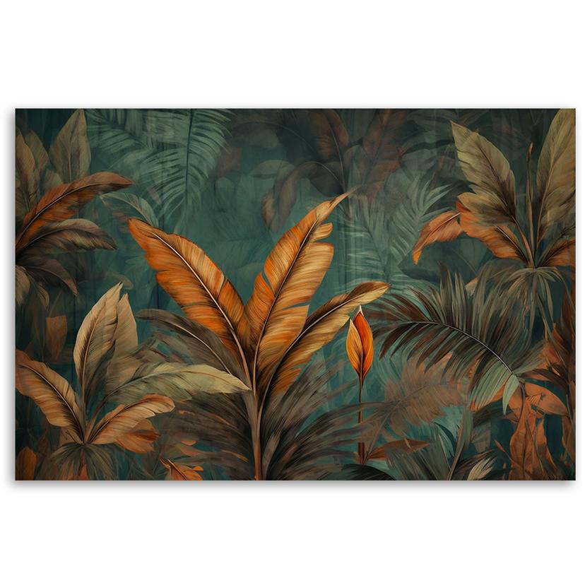 Leinwandbild, Tropische Blätter und Blumen