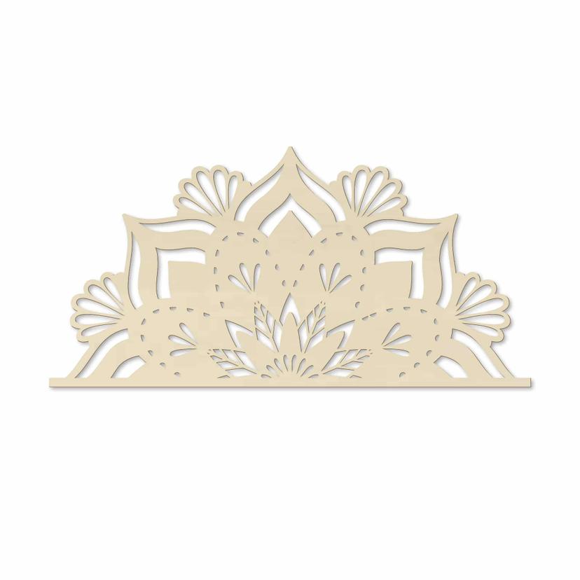 Väggdekorationer i trä poppel - Mandala Floral Half