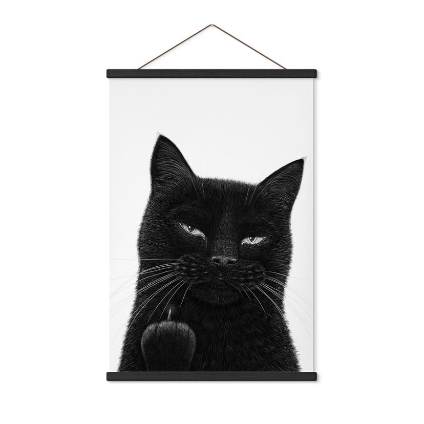 Affiche textile Chat noir effronté - Korenkova