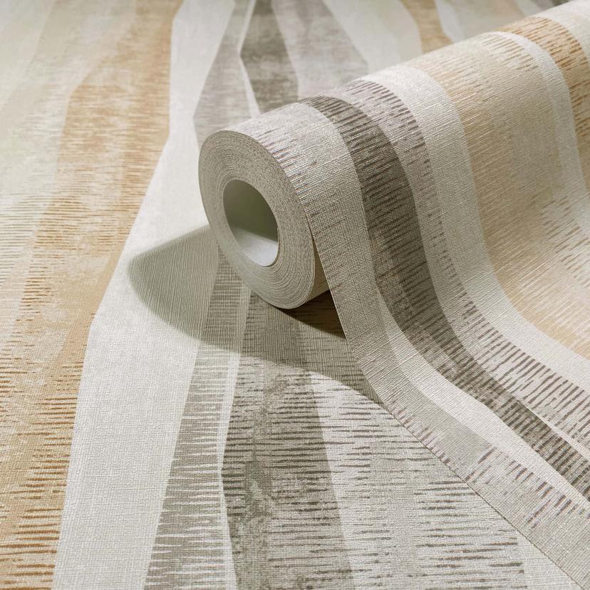 Icke-vävd tapet ränder grafisk modern matt i grå beige
