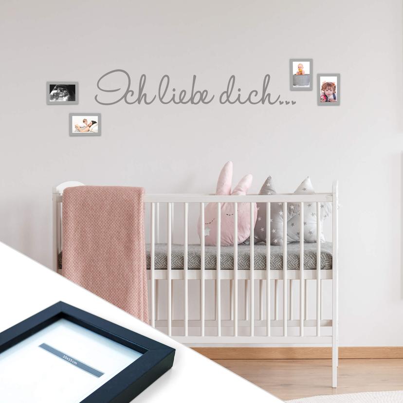 Sticker mural - Je t'aime incl. 4 cadres photos