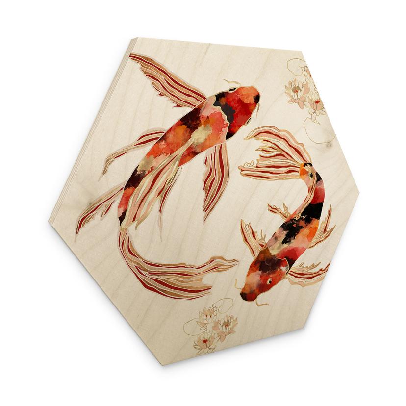 Sekskantet træ To koi i en dam - SpaceFrog Designs
