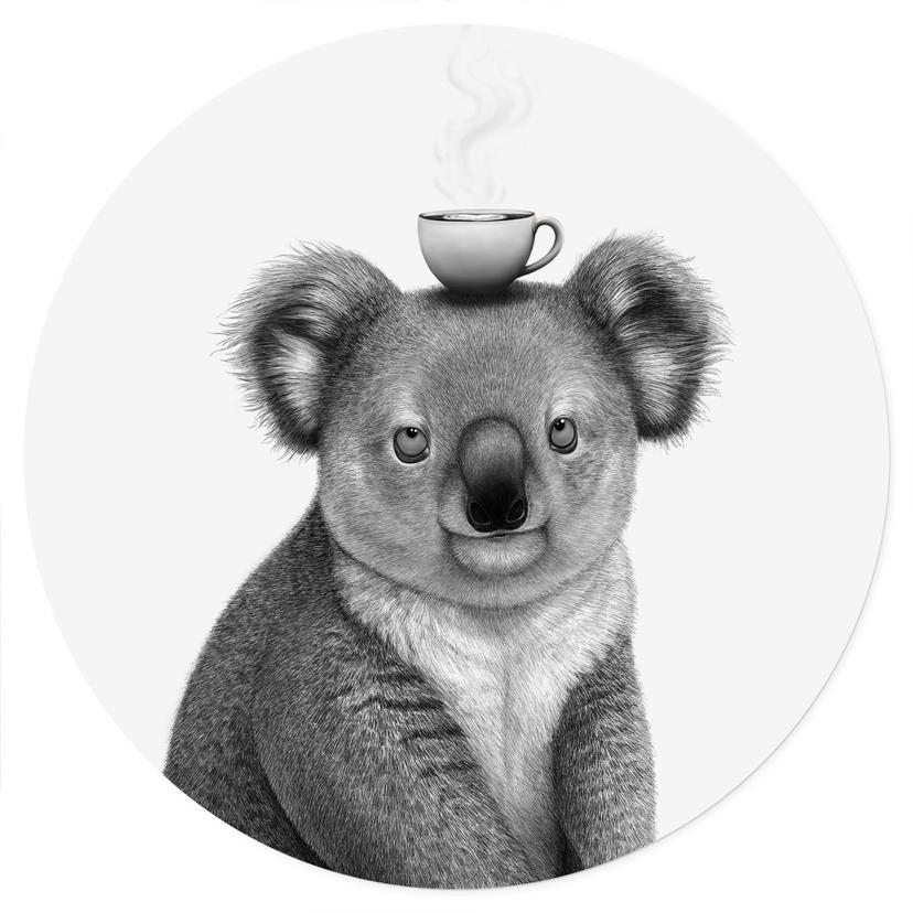 Wandtattoo Koalabär mit Kaffee - Korenkova - Rund