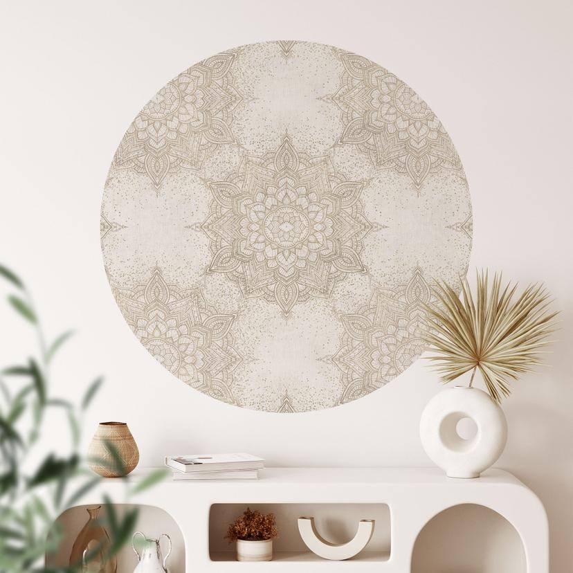 Elegant mandala Wallsticker i sandguld - Bloomery Decor - Round