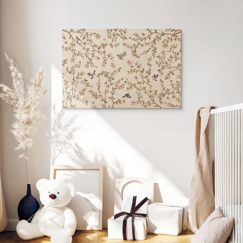 Stampa su legno Cespuglio di rose con uccelli - Kikki Belle