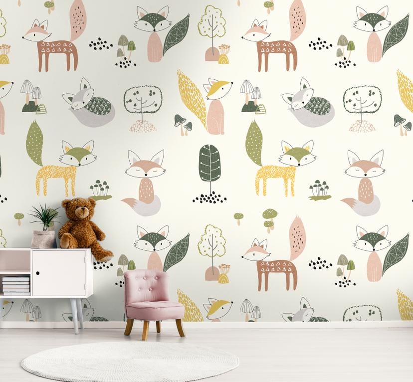 Børnehavetapet farvet creme - non-woven tapetkunst til børn Livingwalls - mat og glat