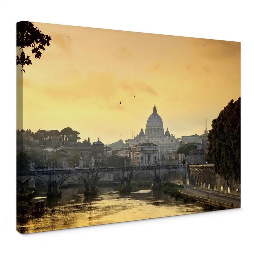 Tableau sur toile Pont des Anges avec la basilique Saint-Pierre