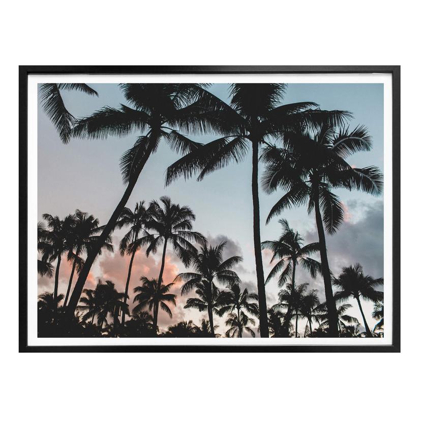 Póster Puesta de sol y palmeras