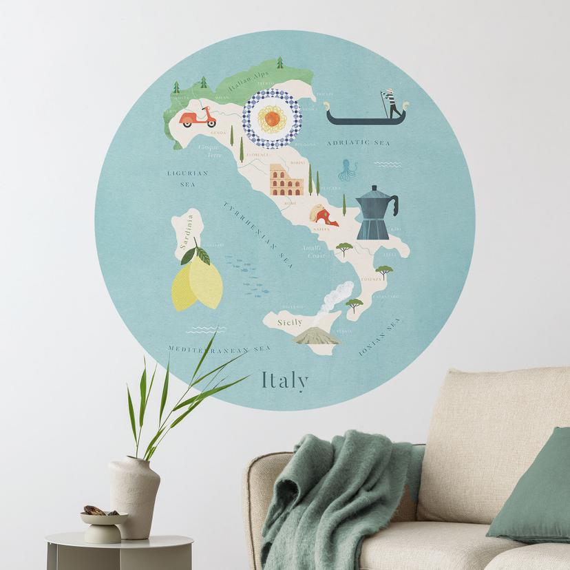 Wall Sticker Kort over Italien - Rivers