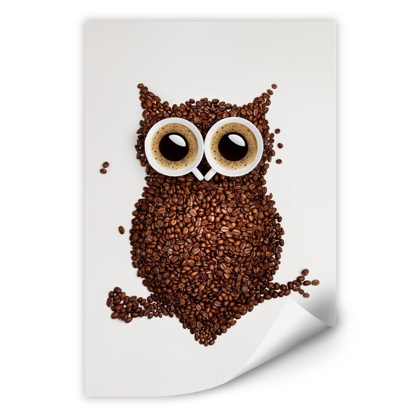 Zelfklevende Poster - Coffee Owl