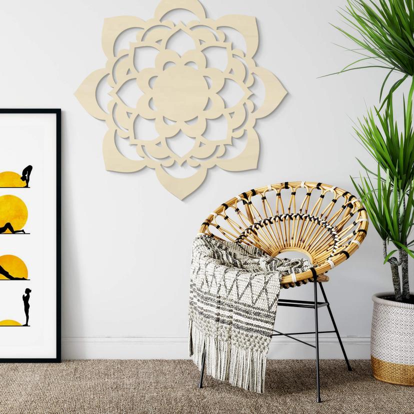 Decoración en madera de álamo - Mandala Lotus