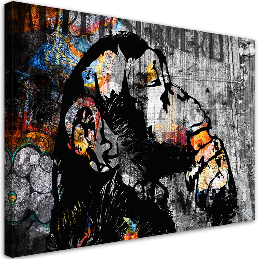 Canvasbillede, Street art Banksy abe abstrakt