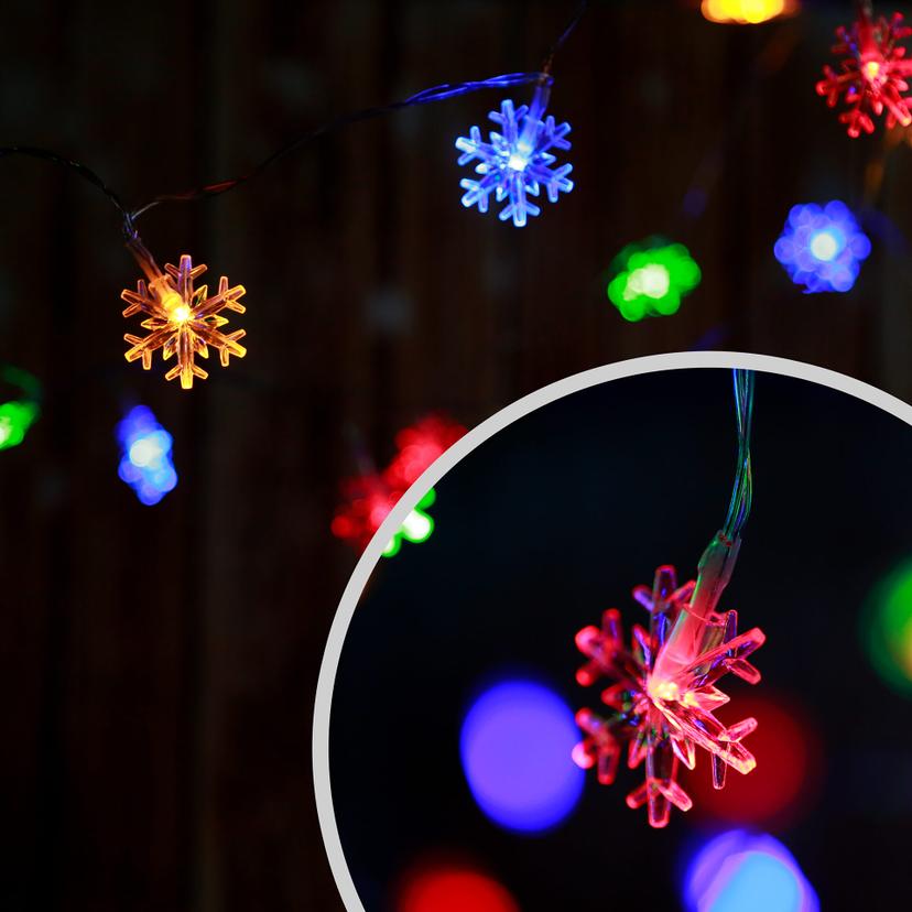 LED Lichterkette Schneeflocke mehrfarbig
