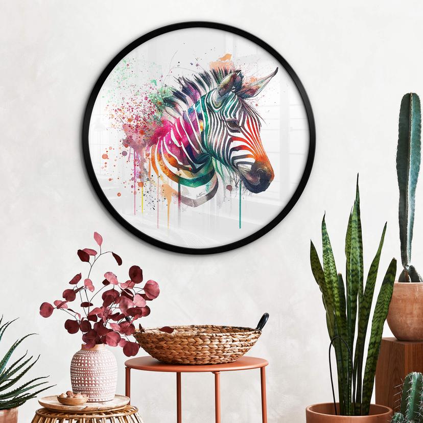 Poster Heine - Regnbågszebra - Rund