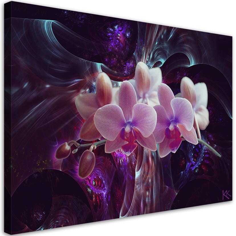Canvasbillede, Hvide orkidéblomster planter