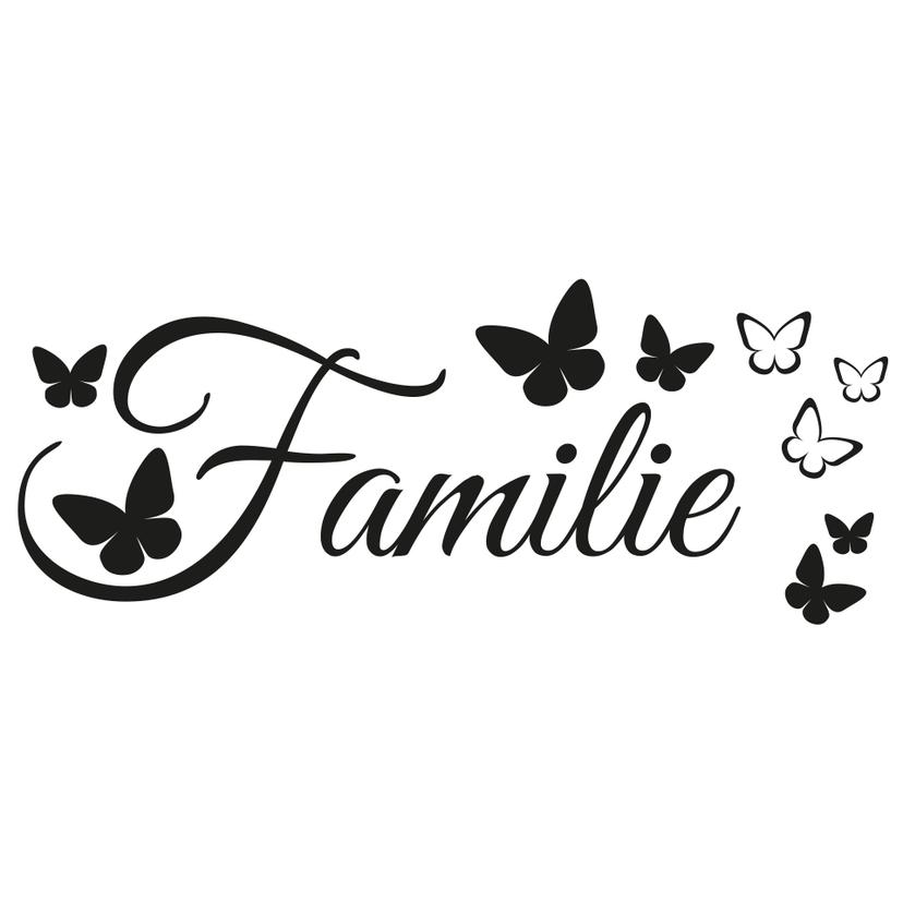 Sigende Wallsticker familie med sommerfugle | stue væg tatovering