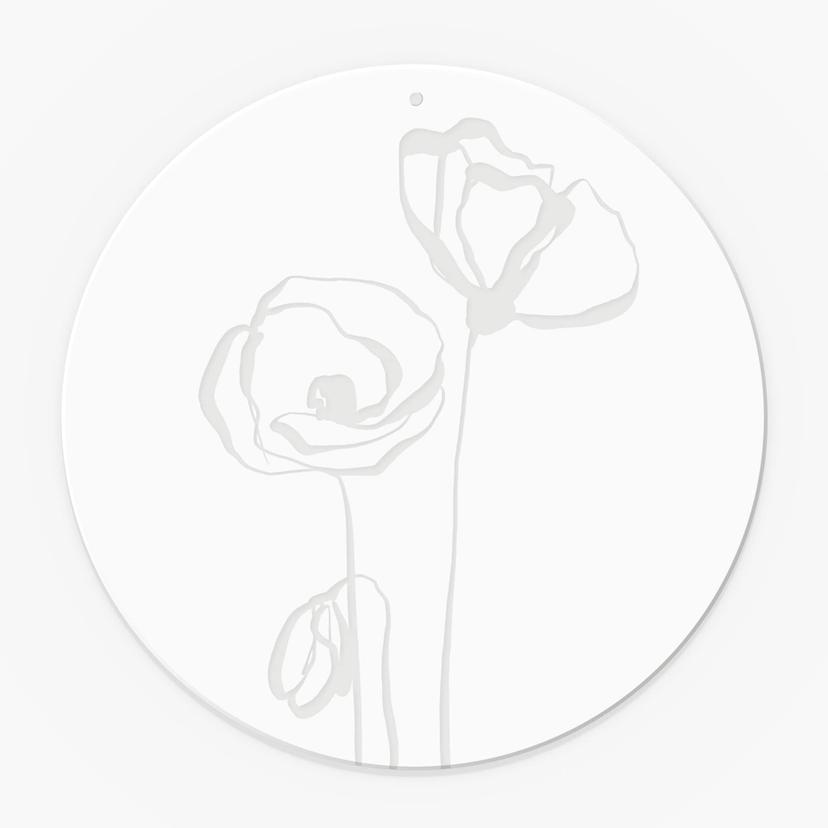 Stampa su acrilico, quadro da appendere alla finestra - Line Art Two Poppies - Cats & Dotz - Round