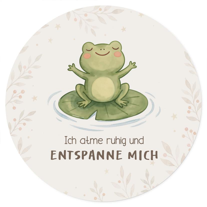 Rundes Wandtattoo mit Frosch - Selbstliebe-Spruch 'Ich atme ruhig' fürs Kinderzimmer