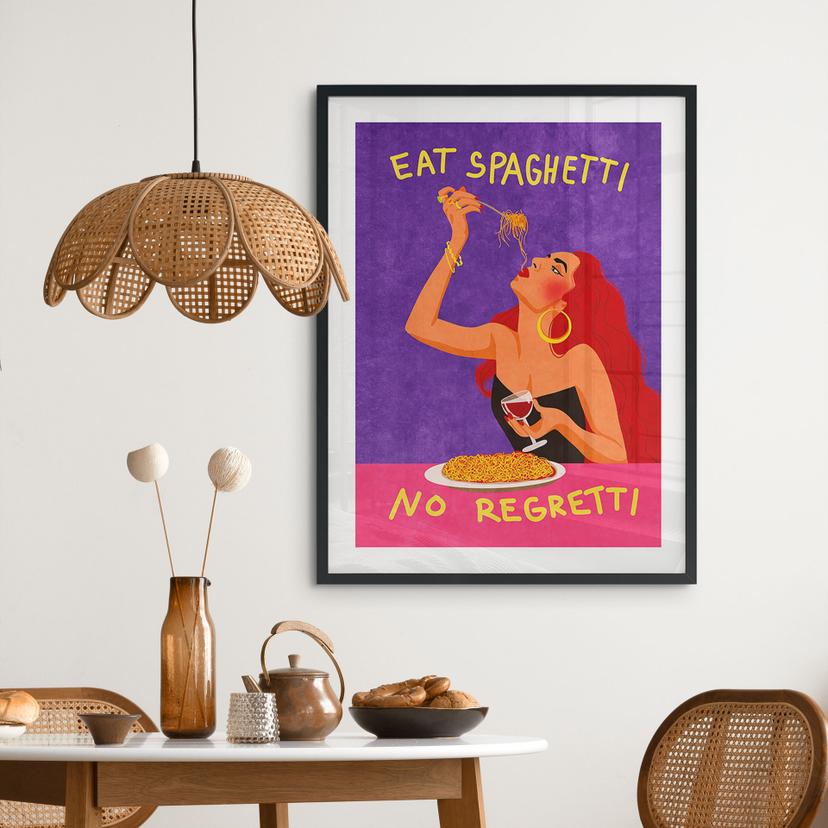 Poster Spaghetti e vino - Oltmanns