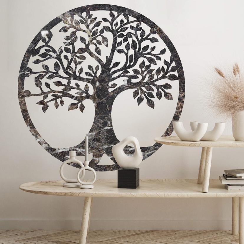 Sticker mural Arbre de vie aspect marbre foncé