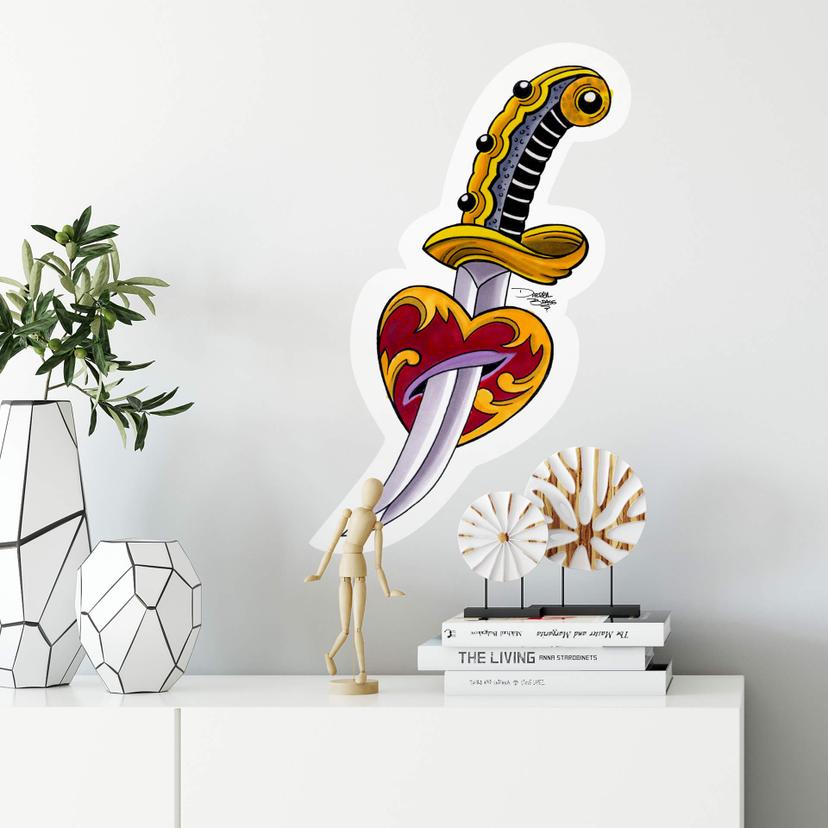 Sticker mural - Miami Ink - Épée et coeur