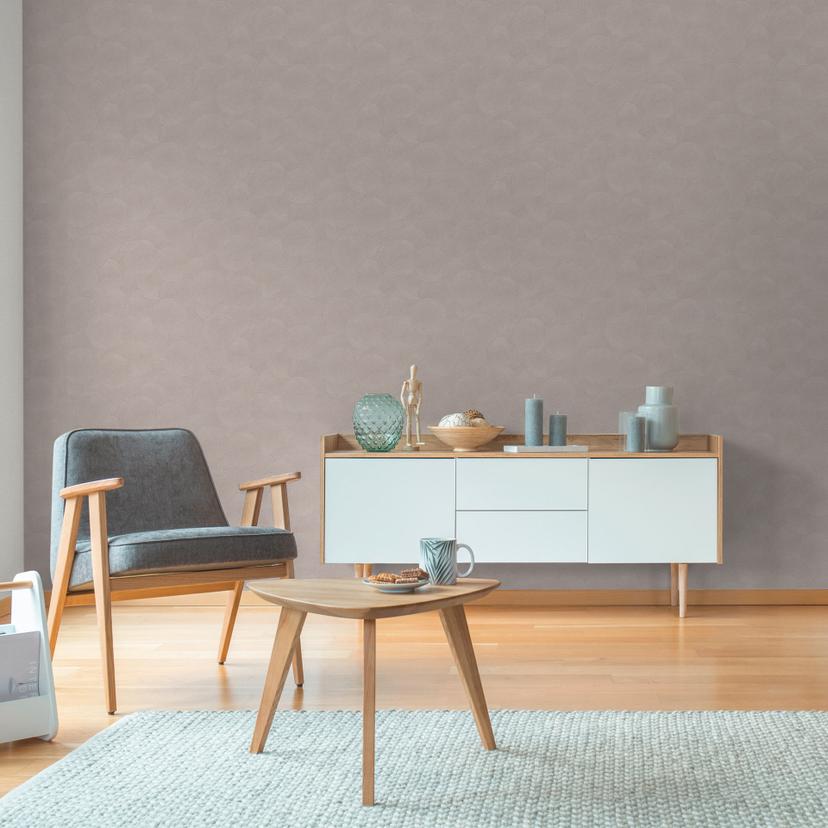 3D tapet cirkelmønster beige grå - Ikke-vævet tapet struktureret diskret moderne