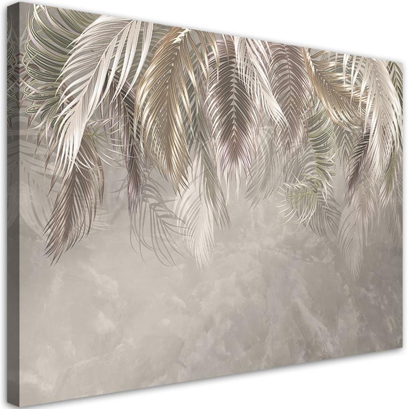 Canvasbillede, Palme blade beton 3D