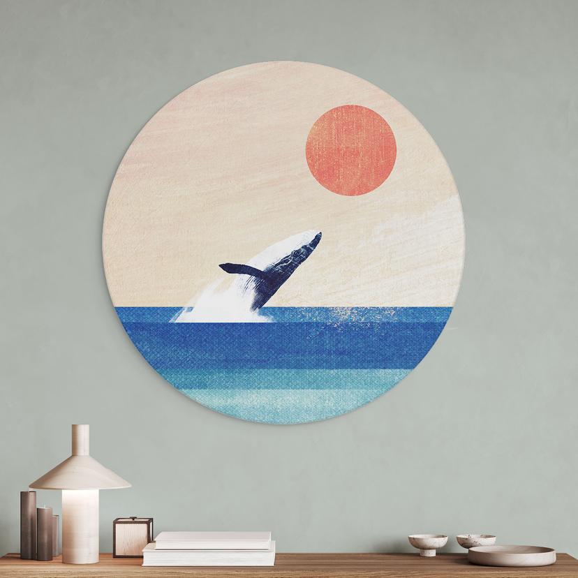 Tableau Baleine dans la mer - Rivers - Alu-Dibond Rond